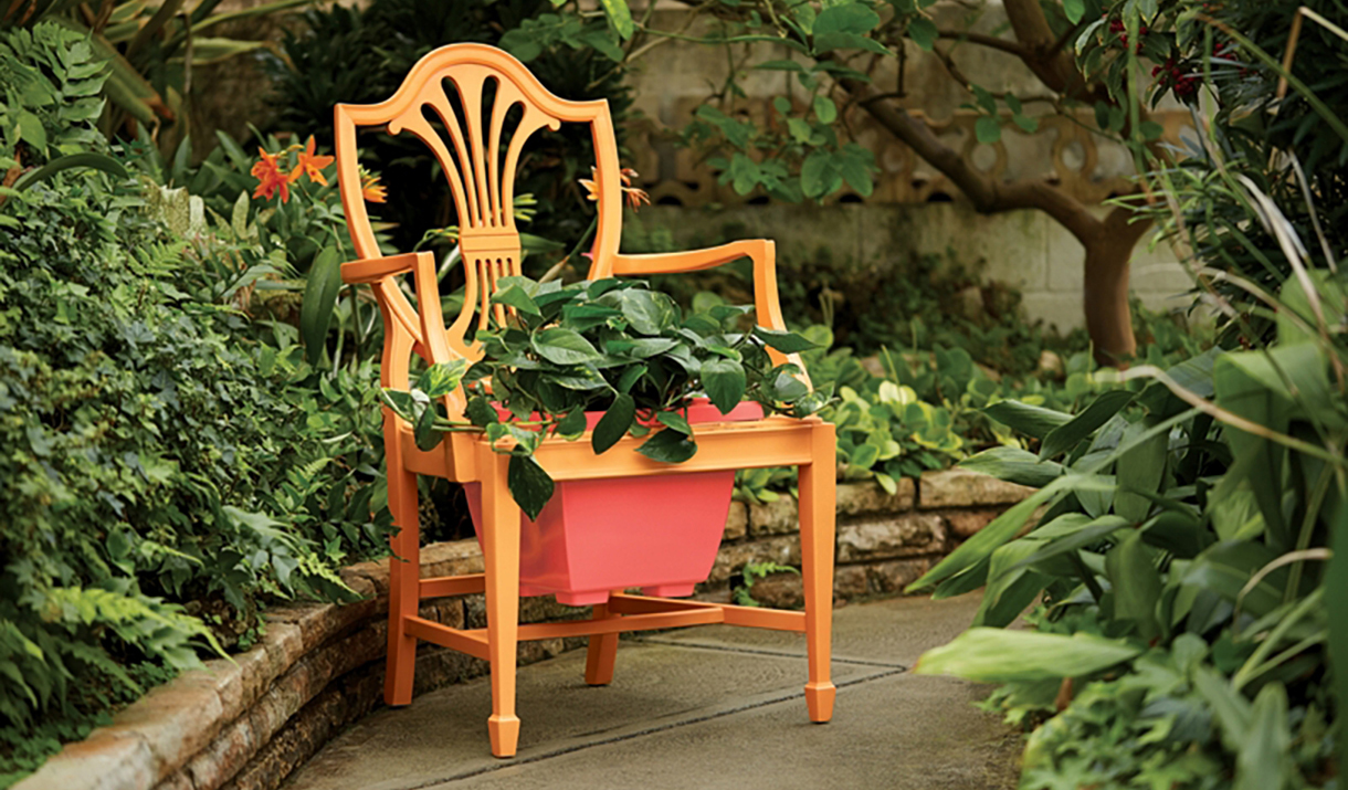 chair turned into a planter