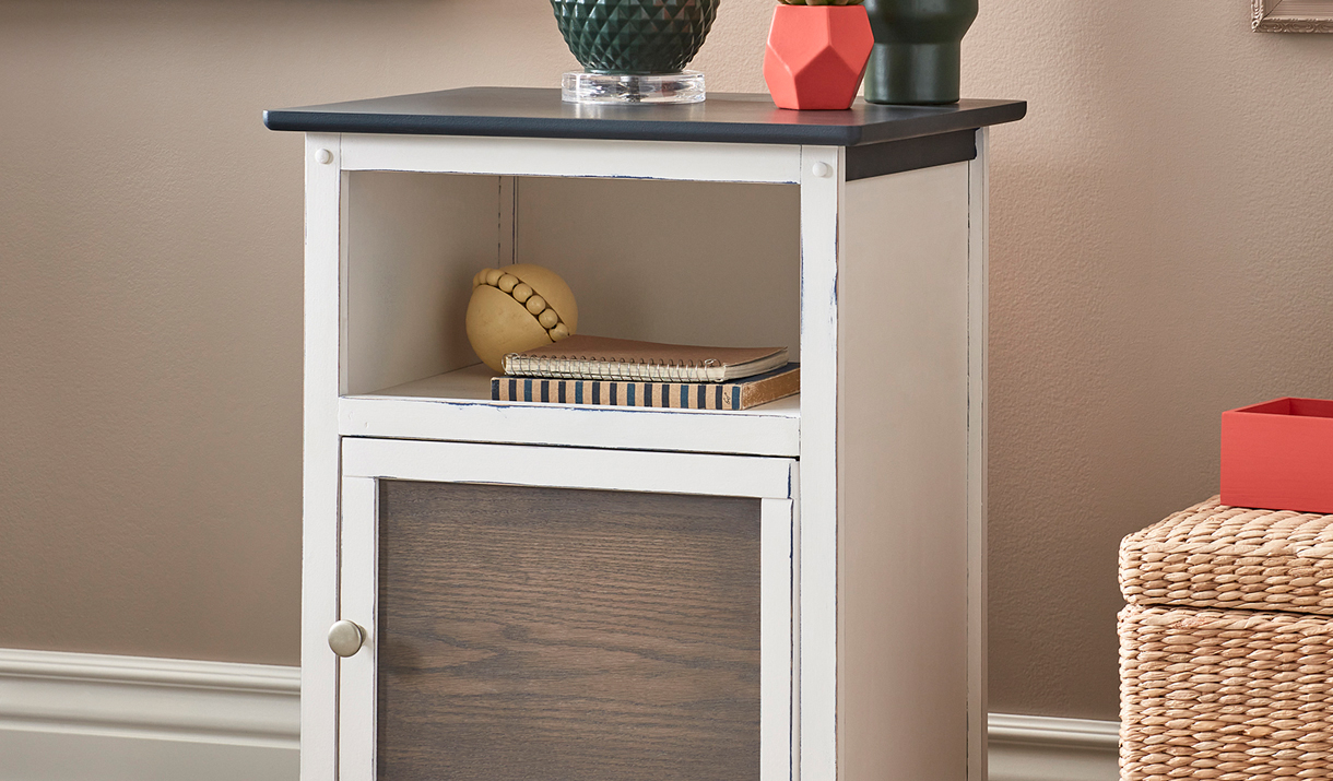 Nightstand with chalky finish