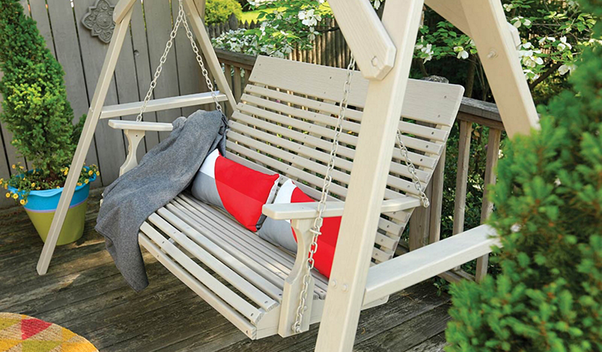 wooden porch swing