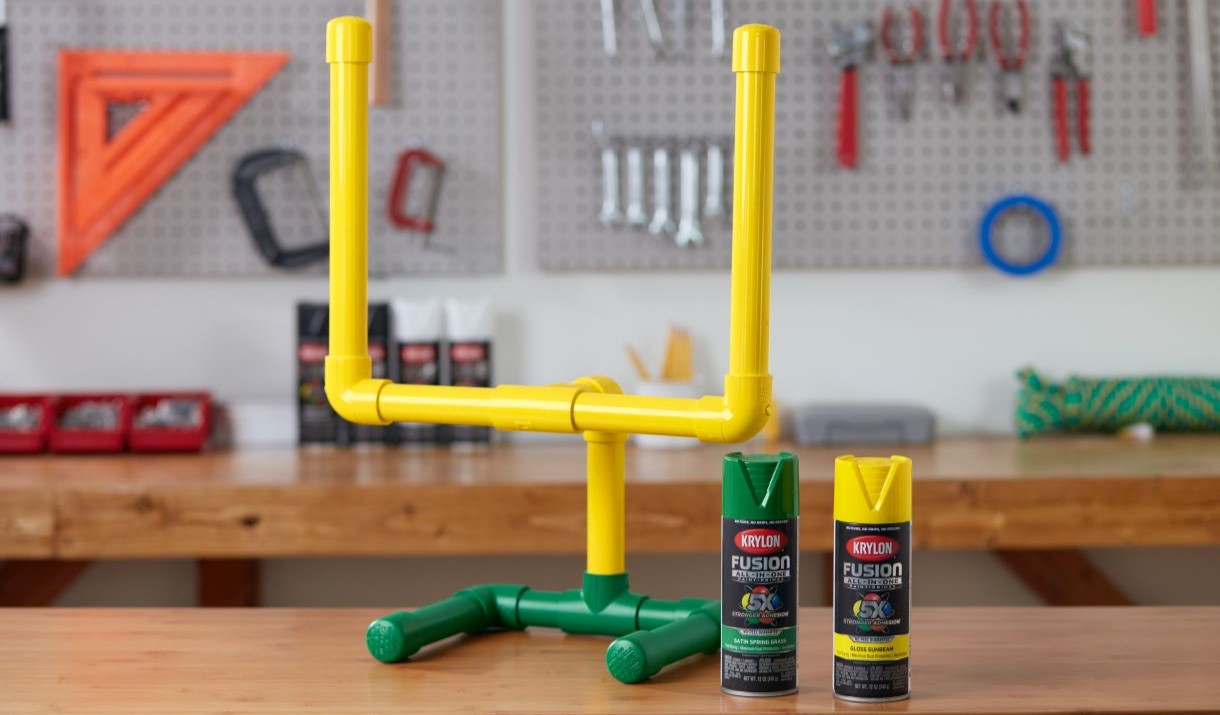 Spray-painted PVC goalpost