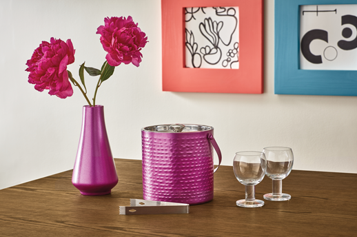 vase and ice bucket painted in brilliant metallic paint