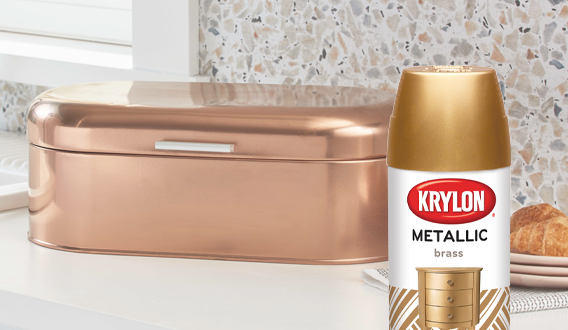 Bread box painted with Krylon Metallic spray paint