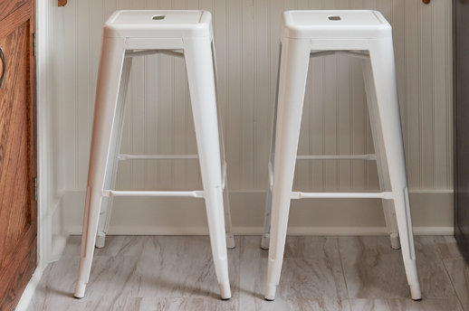 metal bar stools painted white